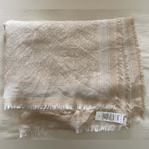 New Burberry Lightweight Monogram Wool Silk Blen Gauze Scarf 86.6 x 27.6 - Picture 1 of 5